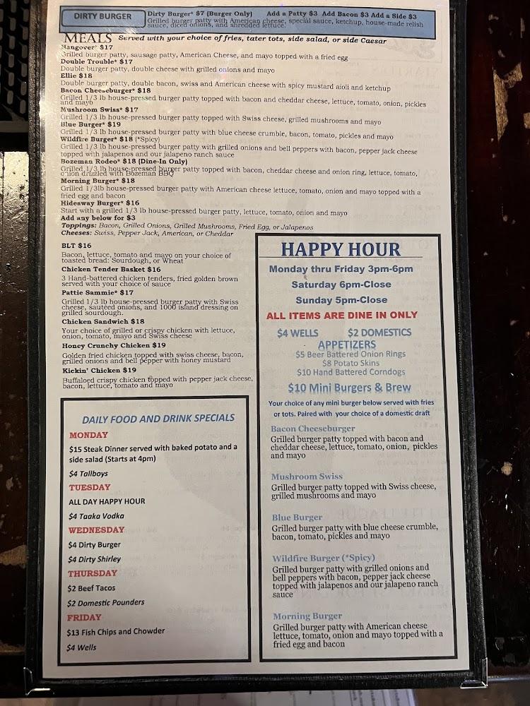 The Hideaway Sports Pub & Eatery Menu image 2